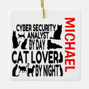 Cyber Security Analyst houdt van Cats CUSTOM Keramisch Ornament