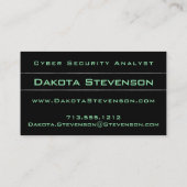 Cyber Security Analyst Modern Green Minimalist Visitekaartje (Achterkant)