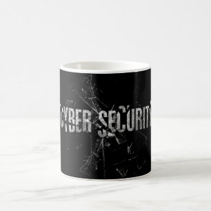 Cyber Security Cool Silver Glass Typografie Modern Koffiemok