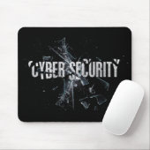 Cyber Security Cool Silver Glass Typografie Modern Muismat (Met muis)