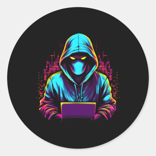 Cyber Security Expert voor White Hacker en Cyber W Ronde Sticker (Voorkant)