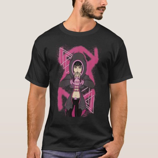 Cyber Security Girl Computer Hacker Cryptografie H T-shirt (Voorkant)