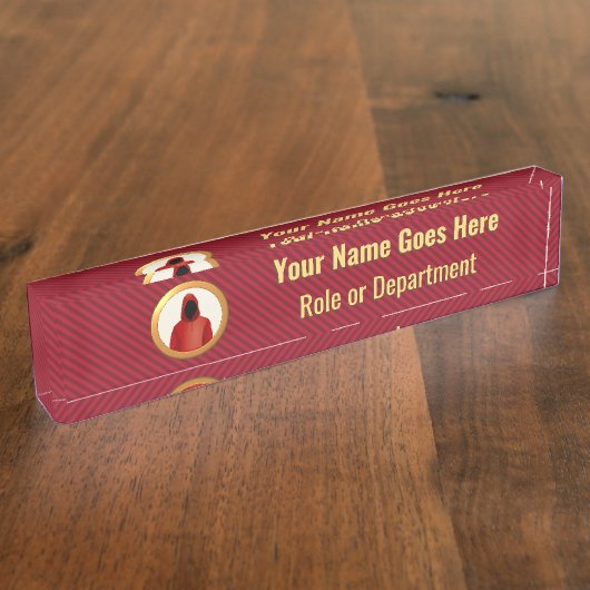 Cyber Security Professional, rood en goud, aangepa Naambordje (Zijkant)