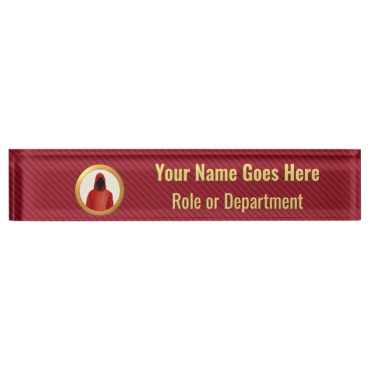 Cyber Security Professional, rood en goud, aangepa Naambordje (Voorkant)