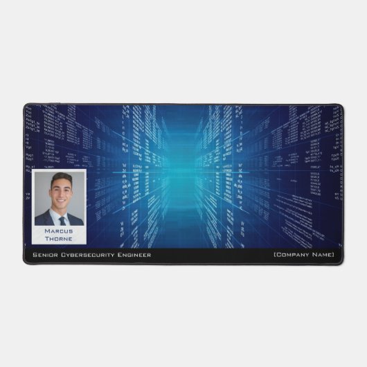 Cyber Security Tech Blue Business Photo Desk Mat (Recto)