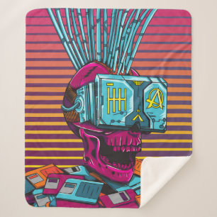Cyber Skull Virtual Reality Cyberpunk diskette Sherpa Deken