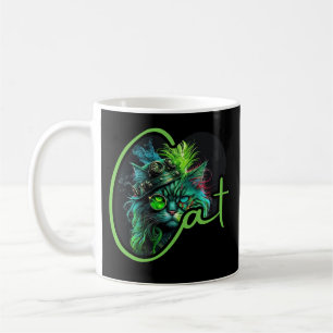 Cyber Steampunk Cat – Neon Futuristic Cat Lover Koffiemok