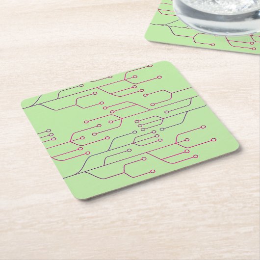 Cyber tech-chipschakelingen vierkante kartonnen onderzetter (Schuin)