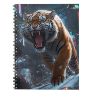 Cyber Tijger Brul Muur Kunst Notitieboek
