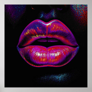 Cyber Venus Lips – Kleurrijk Lips Portret Poster