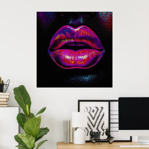 Cyber Venus Lips – Kleurrijk Lips Portret Poster