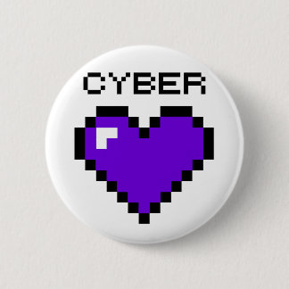 Cyber Warfare Paarse Heart-knop Ronde Button 5,7 Cm