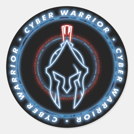 CYBER WARRIOR BADGE SEAL RONDE STICKER (Voorkant)