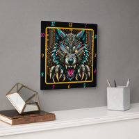 Cyber Wolf Elektrische Neon Kleur Kunst