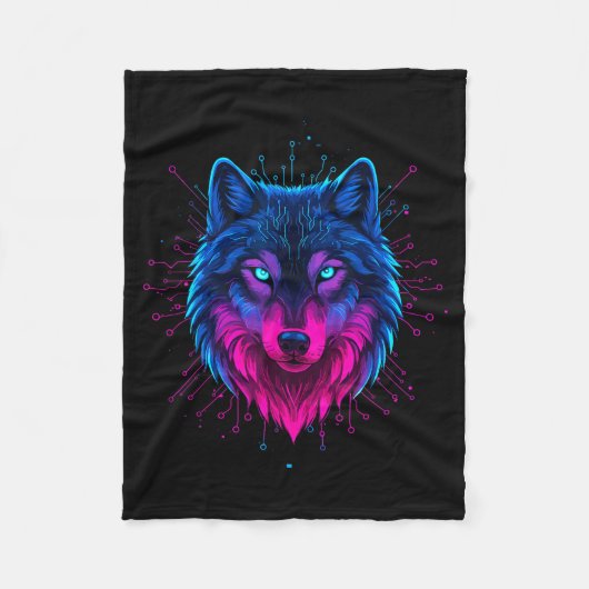 Cyber Wolf For Animal Lovers And Birthday And Birt Fleece Deken (Voorkant)