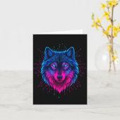 Cyber Wolf For Animal Lovers And Birthday And Birt Kaart (Gele Bloem)