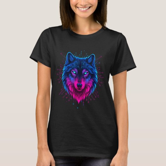 Cyber Wolf For Animal Lovers And Birthday And Birt T-shirt (Voorkant)
