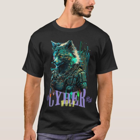 Cyber Wolf Graphic T-shirt (Voorkant)