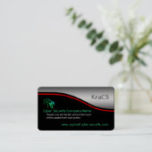 Cyberbeveiliging, rode soep, metaaleffect visitekaartje (Staand voorkant)