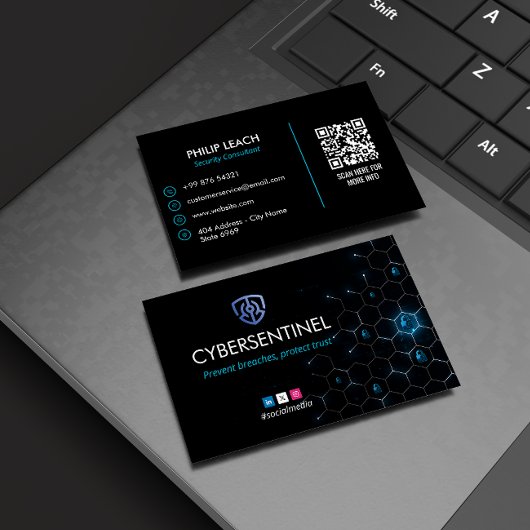 cyberbeveiligingsbedrijf | Eenvoudig donker futuri Visitekaartje