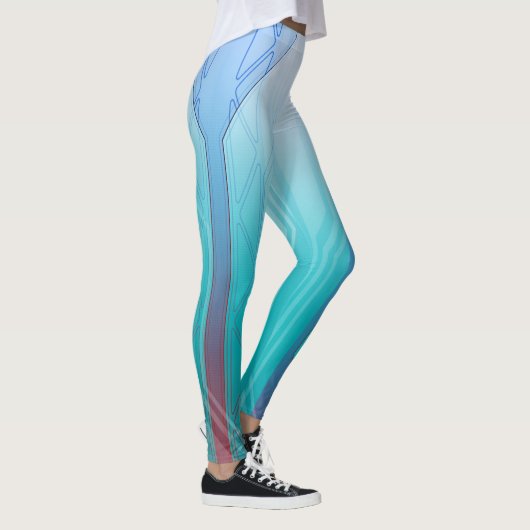 Cyberblauw sci-Fi-paneel Holografisch Leggings (Rechts)