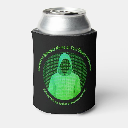 Cybercrime Hooded Hacker Computer Thema - eigen te Blikjeskoeler (Blikje Achterkant)