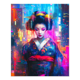 Cybergeisha, een fusie van traditie en technologie foto afdruk