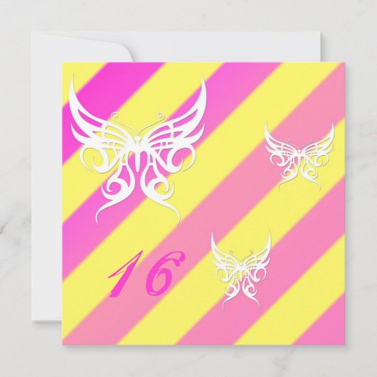 Cybergoth Papillons doux 16 Invitations d'annivers (Devant)