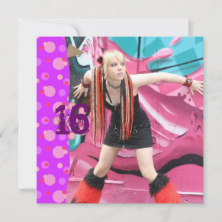 Cybergoth Pink Polka Dot Sweet 16 Birthday Kaart