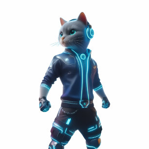 Cyberkat Wandklok – Futuristisch Neon Decor Ronde Klok