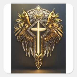 CyberLion: futuristisch geometrisch gebulder Vierkante Sticker