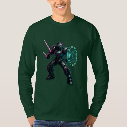 Cybernetic Gladiator – Neon Blade Warrior T-shirt (Voorkant)