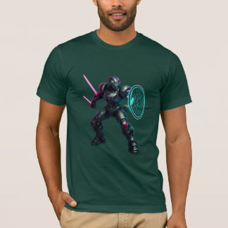 Cybernetic Gladiator – Neon Blade Warrior T-shirt
