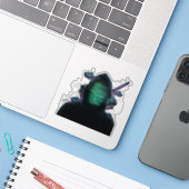 Cybernetic Tech Fusion - Neon Katana & CPU Circuit Sticker (Laptop met iPhone)