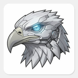 Cybernetische Adelaar Kop Futuristische Robotische Vierkante Sticker