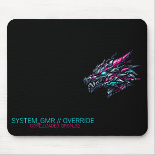 Cybernetische Draak Neon Glitch Gaming Muismat