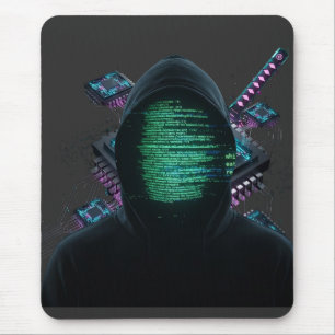 Cybernetische Tech Fusie - Neon Katana & CPU Circu Muismat