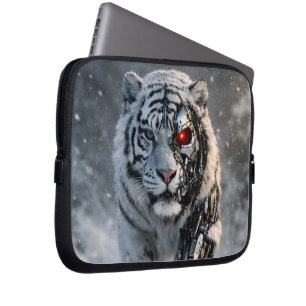 Cybernetische witte tijger laptophoes laptop sleeve