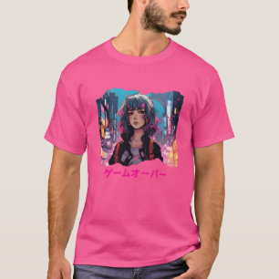 Cyberpunk Anime Game Over retro T-shirt