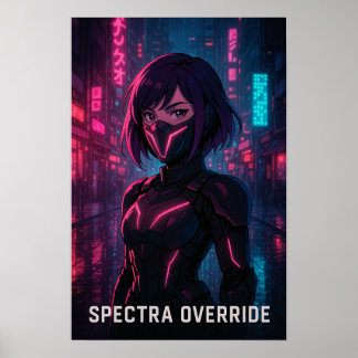 Cyberpunk Anime Meisje – Futuristische Neon Stad Poster