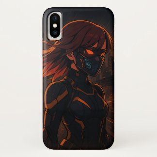 Cyberpunk Anime Meisje – Neon Stad iPhone X Hoesje