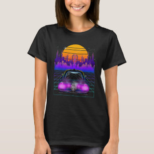 Cyberpunk auto vaporwave esthetiek outrun retro ga t-shirt