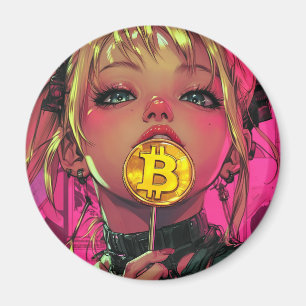 Cyberpunk Bitcoin Waifu Anime Magnet Magneet