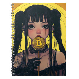 Cyberpunk Bitcoin Waifu Anime Spiral Notitieboek