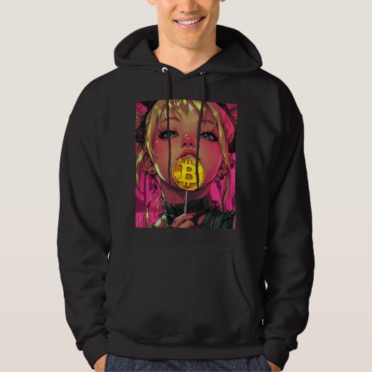 Cyberpunk Bitcoin Waifu Crypto Anime Hoodie (Voorkant)