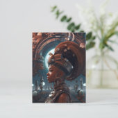 Cyberpunk Black Woman Science Fiction Briefkaart (Staand voorkant)