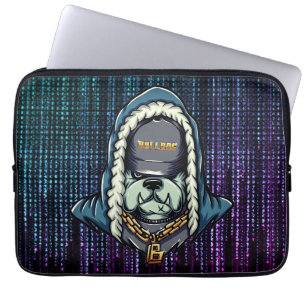 Cyberpunk Bulldog Hacker Hoesje Laptop Sleeve
