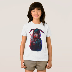 Cyberpunk Bunny Meisje – Koele Neon Kids T-Shirt