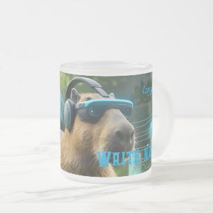 Cyberpunk Capybara VR-bril Sciencefiction koffiemo Matglas Koffiemok