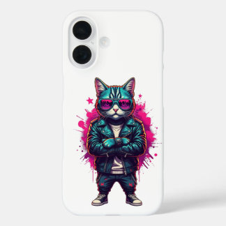 Cyberpunk Cat iPhone 16 Coque - Neon Samurai Stree